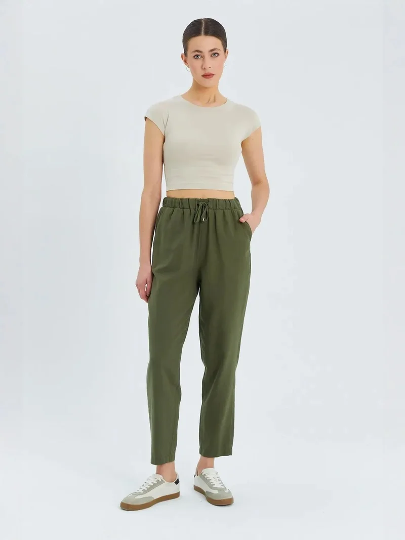 ميكسراي Mixray High Waist Pants with Drawstring